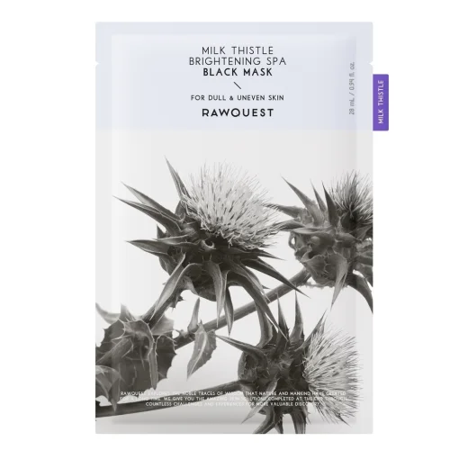 Освітлювальна тканинна маска з розторопшею Rawquest Milk Thistle Brightening Spa Black Mask, 5 шт