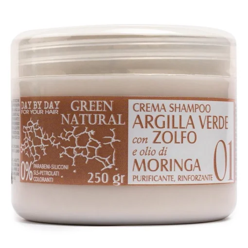 Крем-шампунь із зеленою глиною, біосіркою та олією моринги Orising Green Natural Cream Shampoo Argilla Verde, 250 мл
