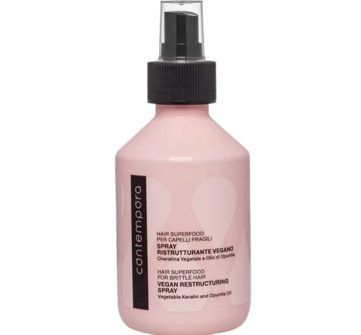 Cпрей реструктуруючий з рослинним кератином та олією опунції Contempora Hair Superfood For Brittle Hair Vegan Restructuring Spray, 200 ml