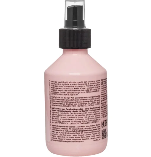 Cпрей реструктуруючий з рослинним кератином та олією опунції Contempora Hair Superfood For Brittle Hair Vegan Restructuring Spray, 200 ml